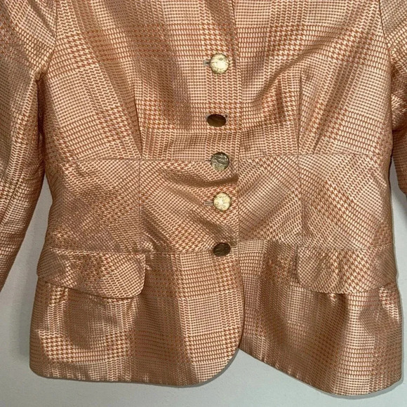 Armani Collezioni Orange Gold Plaid Jacket Size 12 Quiet Luxury Designer - Picture 4 of 5